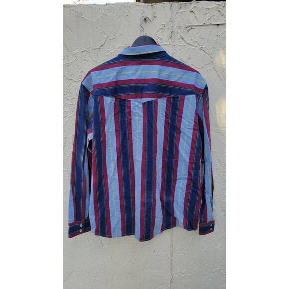 Levi's Mens Western Relaxed Fit Pearl Snap Long Sleeve Striped Shirt Size Large - Picture 2 of 10